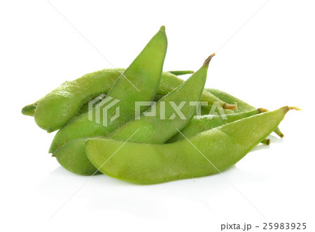 green soybeans on white background 25983925