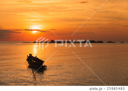Fishing boat with sunset scene in koh phangan Fishing boat with sunset scene in koh phangan 25985483