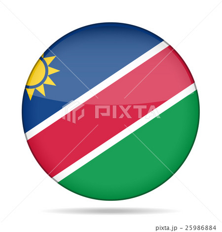 Flag of Namibia. Shiny round button.