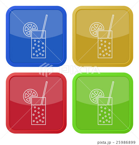 four square color icons, carbonated drink, citrus four square color icons, carbonated drink, citrus 25986899