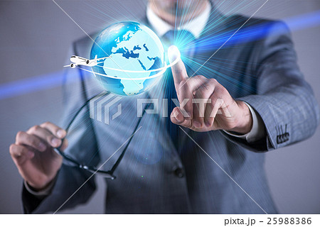Businessman in air travel concept 25988386