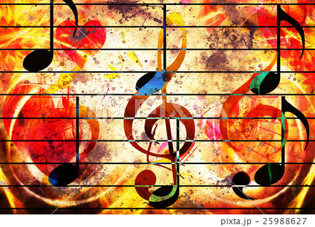 abstract set of music clefs and lines with notes 25988627