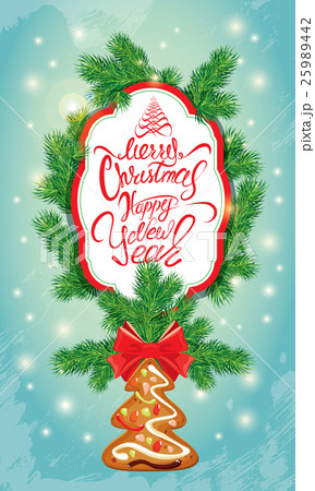 Holiday greeting Card with xmas gingerbread Holiday greeting Card with xmas gingerbread 25989442