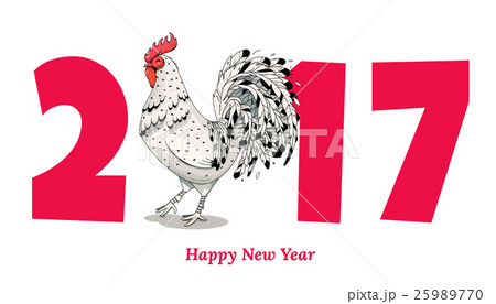 Vector illustration of rooster, symbol 2017 on Vector illustration of rooster, symbol 2017 on 25989770