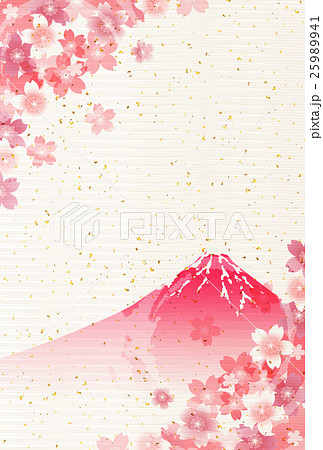 桜 富士山 年賀状 背景 のイラスト素材