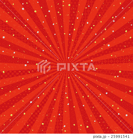 赤　放射状　金銀ちりばめた和風背景 25991541