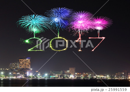 2017 Happy New Year Fireworks over Pattaya beach 25991559