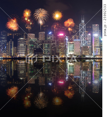 Fireworks Festival over Hong Kong city 25992533