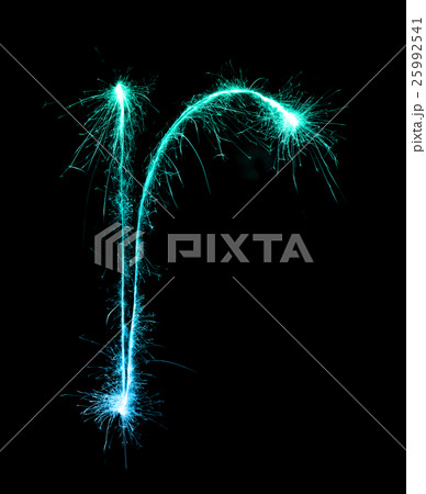 Sparkler firework light alphabet r at night 25992541