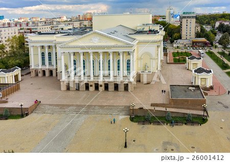 Bird eye view on city drama theater. Tyumen 26001412