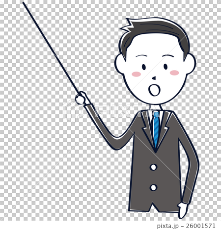 かわいい　さわやかビジネスマン　線画　短髪黒髪 上半身　説明 26001571