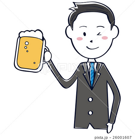 かわいい さわやかビジネスマン 線画 短髪黒髪 上半身 乾杯 かわいい さわやかビジネスマン 線画 短髪黒髪 上半身 乾杯 26001607