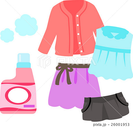 女性用の洋服と洗濯洗剤 26001953