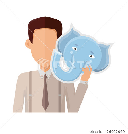 Man with Elephant Mask Flat Design Illustration 26002060