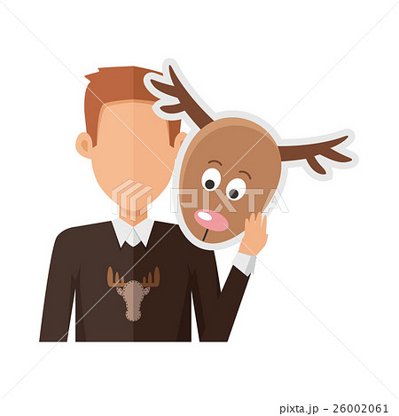 Man with Deer Mask Flat Design Vector Illustration Man with Deer Mask Flat Design Vector Illustration 26002061