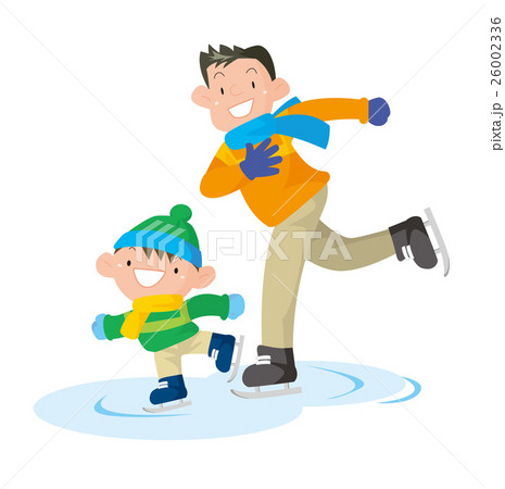 スケートをする親子のイラスト素材 26002336 Pixta