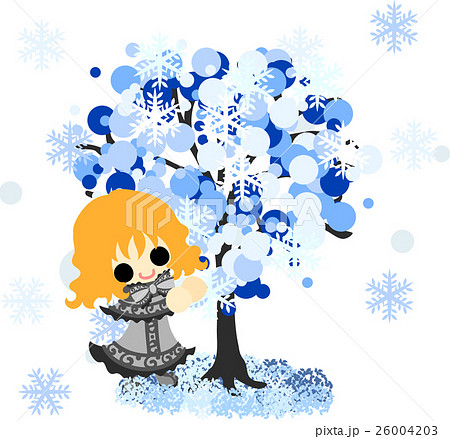 冬と女の子の可愛いイラスト 冬の木 のイラスト素材 26004203 Pixta