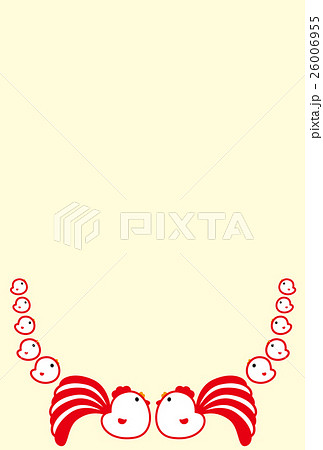 年賀状2017　にわとり親子　酉年　紅白しっぽ　ひよこ 26006955