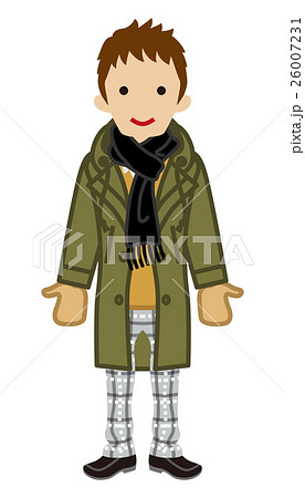 モッズコートを着る男子高校生 冬服のイラスト素材