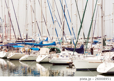 The numerous yachts moored in the port of Larnaca The numerous yachts moored in the port of Larnaca 26008951
