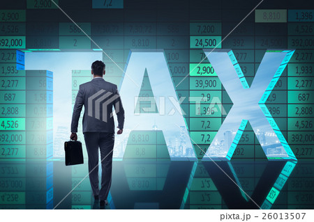 Businessman in high taxes concept Businessman in high taxes concept 26013507