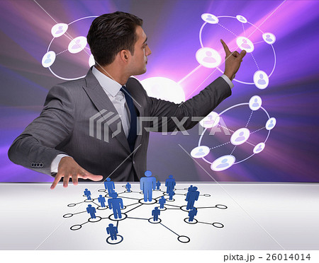 Businessman in social networks concept 26014014