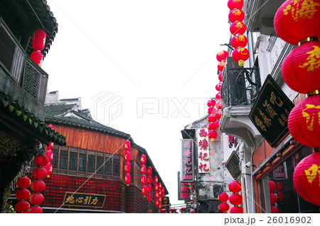 中国 西塘の中華提灯がある風景 中国 西塘の中華提灯がある風景 26016902