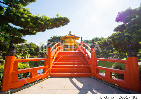 The golden pavilion and red bridge The golden pavilion and red bridge 26017492