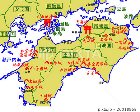 伊予国 地図 室町時代後期のイラスト素材