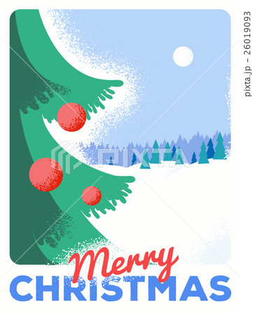Christmas greeting card with fir, retro styled Christmas greeting card with fir, retro styled 26019093