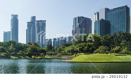 cityscape and trees grassland garden with pool cityscape and trees grassland garden with pool 26019132