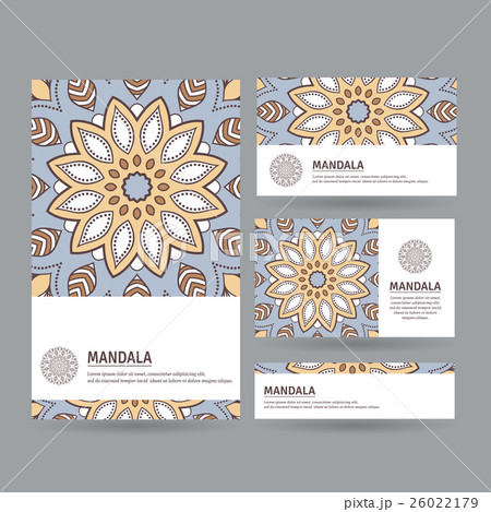 Set of ornamental business cards with mandala 26022179
