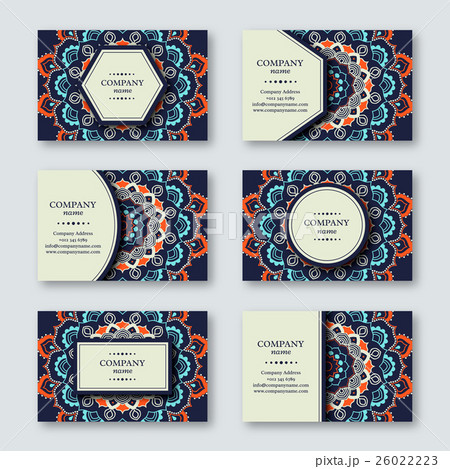 Set of ornamental hand drawn mandala cards. Set of ornamental hand drawn mandala cards. 26022223