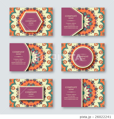 Set of ornamental hand drawn mandala cards. Set of ornamental hand drawn mandala cards. 26022241