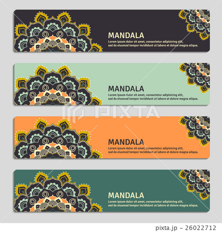 Colorful set of ornamental banners with mandala. Colorful set of ornamental banners with mandala. 26022712