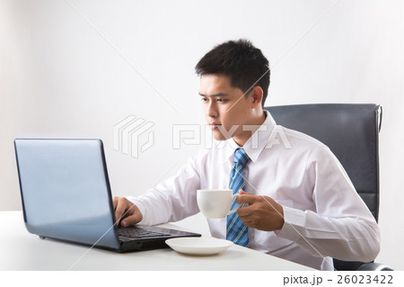 Portrait of handsome successful man drink coffee Portrait of handsome successful man drink coffee 26023422