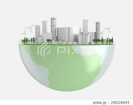 white city and green tree on globe.3D rendering 26026605