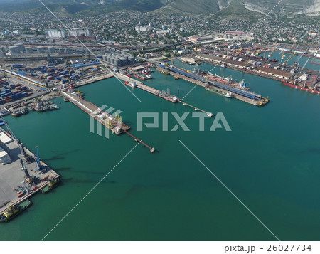 Industrial seaport, top view. Industrial seaport, top view. 26027734