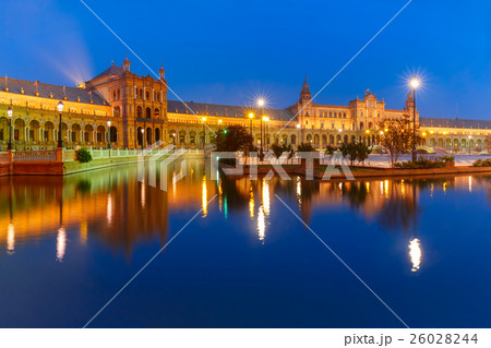 Plaza de Espana at night in Seville, Spain 26028244