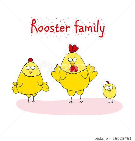 cute chicken family - rooster, hen, chicken 26028461