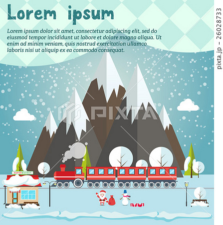 Santa and snowmen standing in forest 26028733