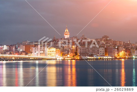 Nighte cityscape with Galata Tower over the Golden Nighte cityscape with Galata Tower over the Golden 26029869