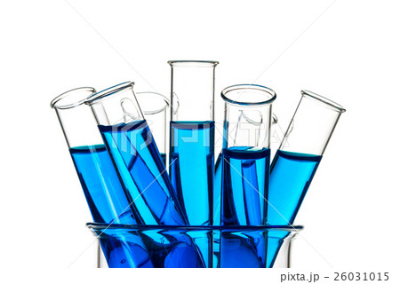 Test tubes blue liquid, Laboratory Glassware 26031015