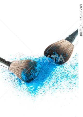 blue Powder Eyeshadow on a Brush, fashion beauty blue Powder Eyeshadow on a Brush, fashion beauty 26031284