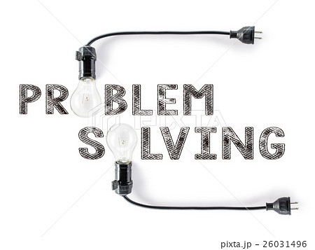 problem solving phrase and light bulb, hand problem solving phrase and light bulb, hand 26031496