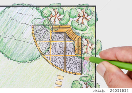 Landscape architect design backyard pool  for villa 26031632