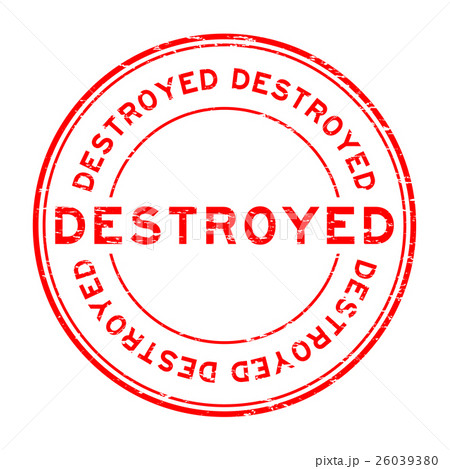 Grunge red destroy round shape rubber stamp 26039380