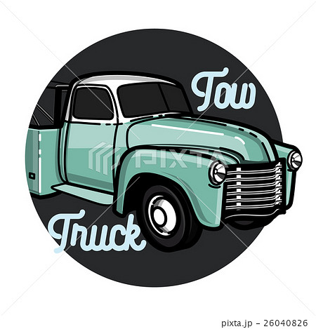 Color vintage car tow truck emblem 26040826