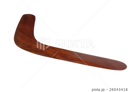 Wooden australian boomerang isolated on white  26043418
