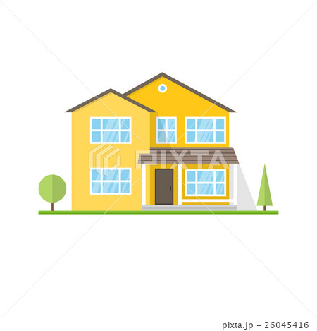 Vector flat icon suburban american house. 26045416